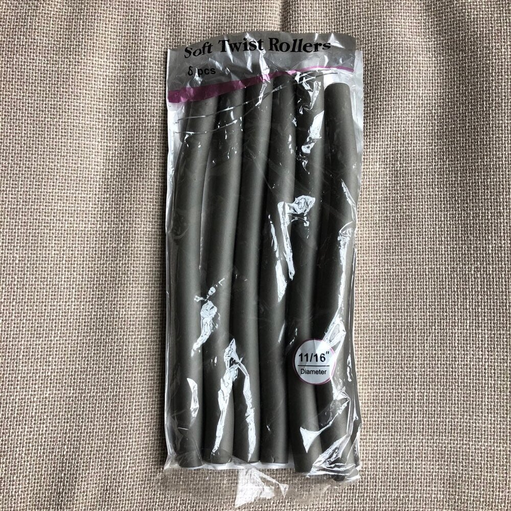 6 soft twist hair rollers in grey